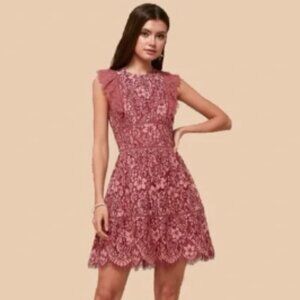 Adelyn Rae Mauve Pink Lace Fit Flare Back Keyhole Dress S